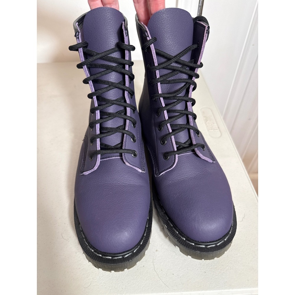 Vegetarian Shoes Airseal 10 Eyelet Purple Vegan Boots Solovair Sole England 10.5